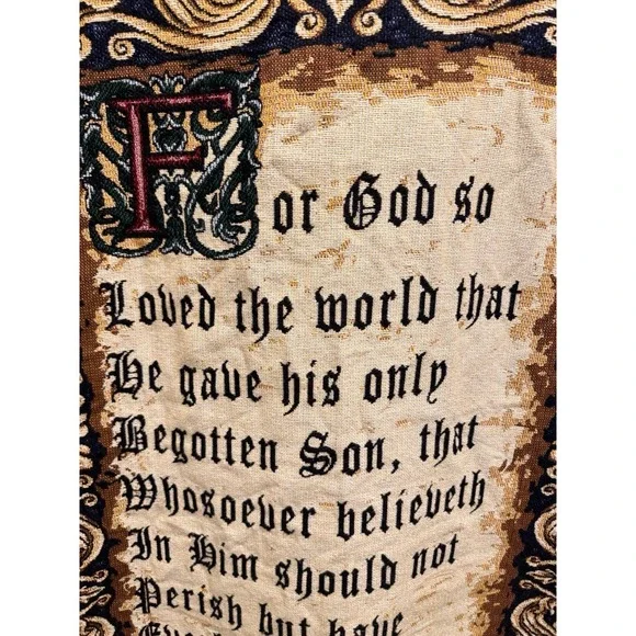 Crown Crafts Religious John 3:16 For God so loved the world Throw Blanket 46x52" - Picture 4 of 10